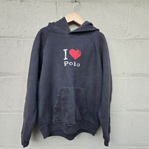 Polo Ralph Lauren "I Love Polo" Graphic Black Hoodie Women ● M